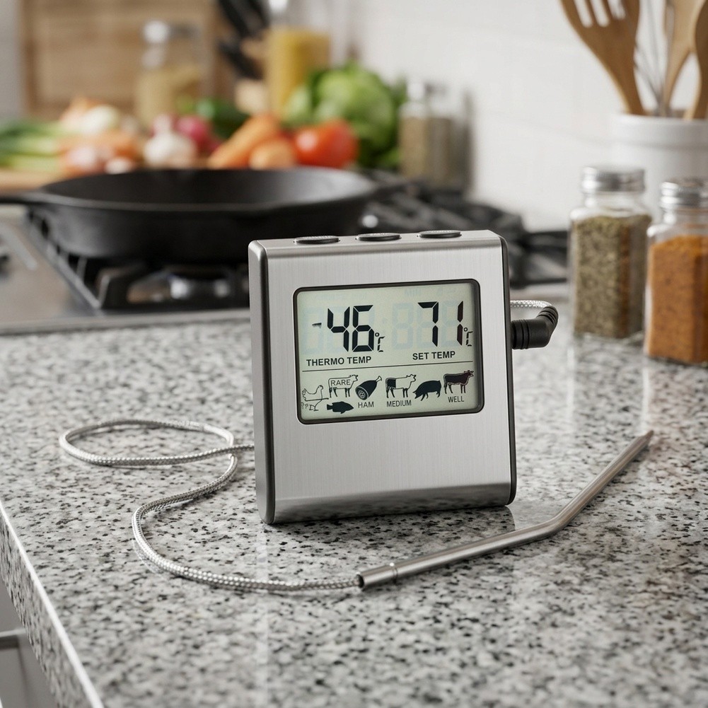 Digital Thermometer Probe - 1pc LCD 디지털 고기 온도계, 스테인레스