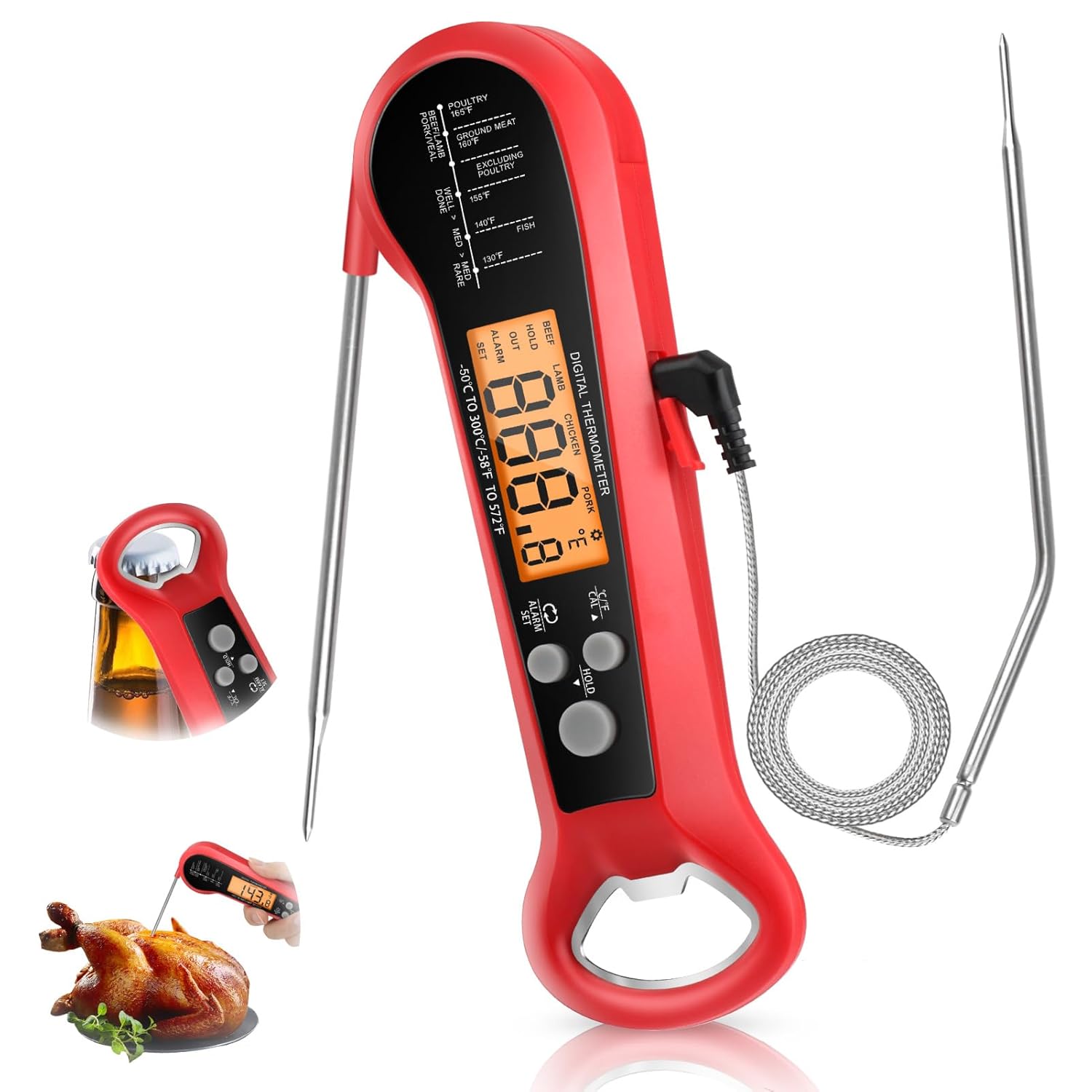 Digital Thermometer Probe - 전문가용 디지털 고기 온도계 방수 기능
