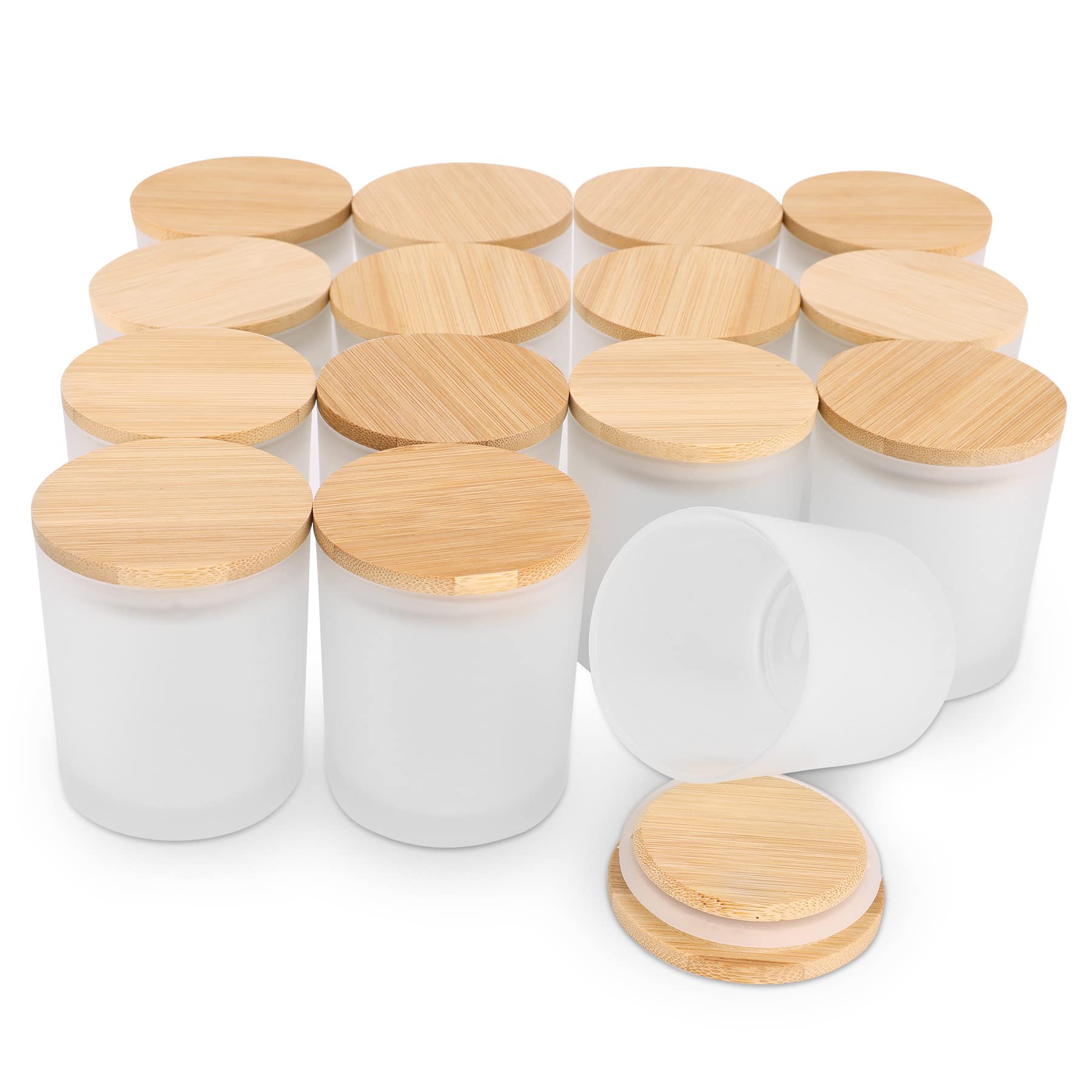 Candle Making Supplies Jars - 대나무 뚜껑이 달린 반투명 호박색 유리