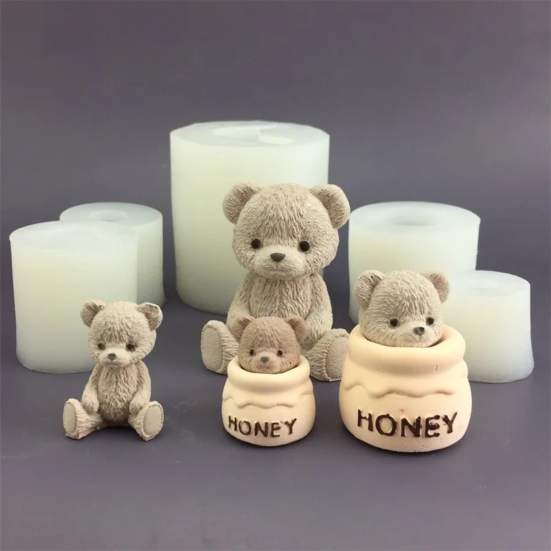 Candle Making Supplies Jars - 귀여운 곰돌이 꿀병 실리콘 캔들 몰드
