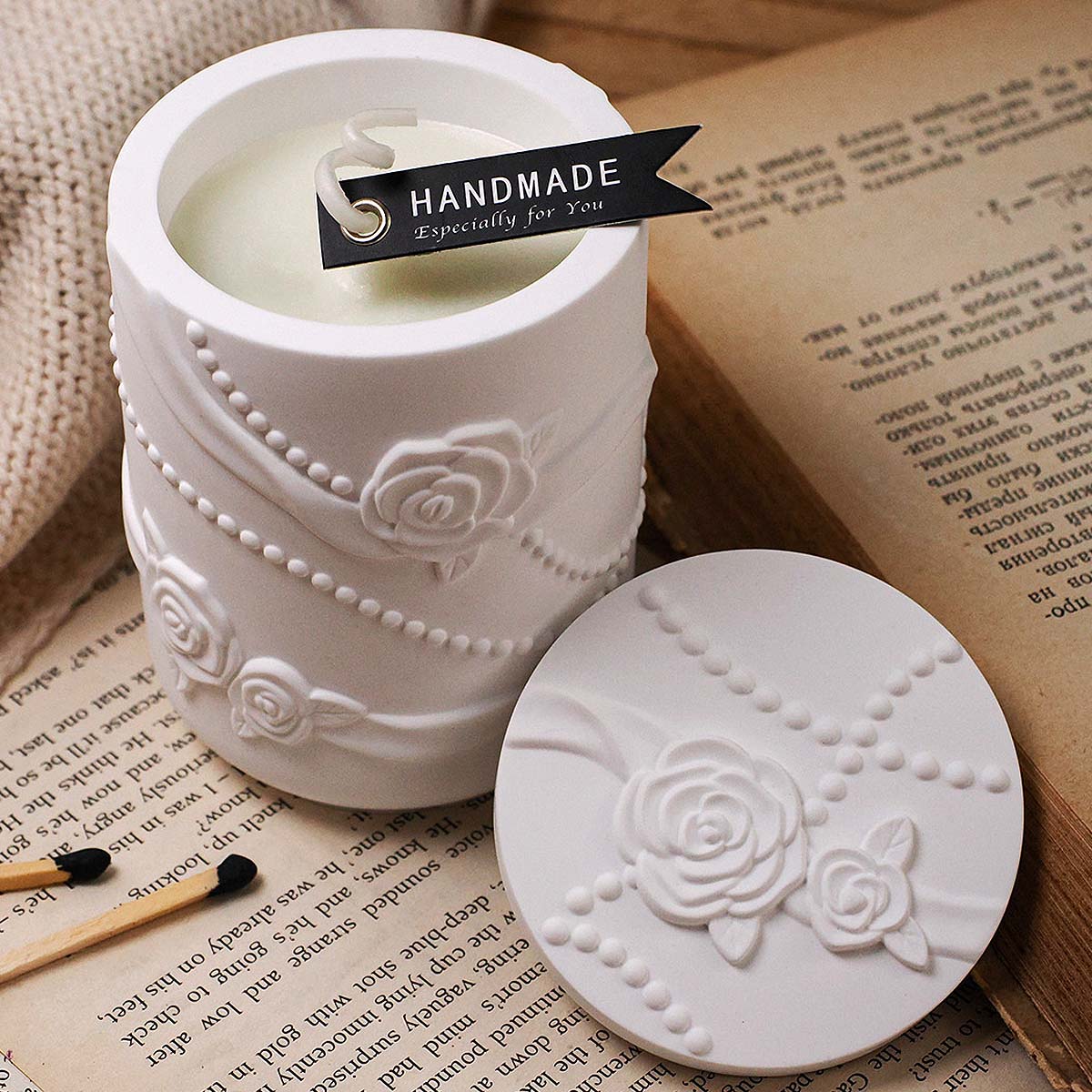 콘크리트 꽃 모양 캔들 용기 실리콘 몰드 진주 리본 장 - Candle Making Supplies Jars 리뷰 및 가격